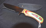 Fixed Blade Bowie Knife, Ironwood handle, Nylon Sheath