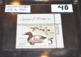 RW42 Upper Right Corner Plate Canvasback Decoy & Canvasback Flying Mint, Never Hinged