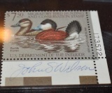 RW-48 1981-82 Lower Right Corner Plate, Ruddy Ducks, artist Sgn John Wilson Mint Never Hinged