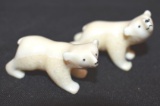 Eskimo Carved Marine Ivory Bears , Artist sgn JSP Inuit Culture
