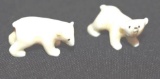 Eskimo Carved Marine Ivory mini Bears Sgn JSP Inuit Culture 1 1/4 in