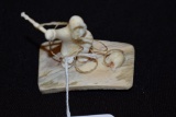 Custom Carved of Marine Ivory, Inuit Eskimo Hunting with club and Seal