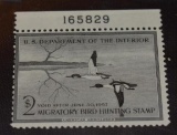 US Dept of Interior, Bird Hunting Stamp RW-23 1956-57 American Merganser Ducks Flying