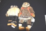 Native Eskimo handmade Dolls, Fur and Leather trims, Man & Lady dolls, Man with beaded gloves