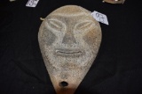 Carved Fossilized Bone Mask Eskimo Artifact 12