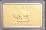 Gold Layered: 1 Bullion 100 Mills .999 Fine Gold 1 Troy Ounce