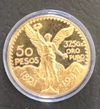 Mexican 50 Pesos Copy Gold Layered Coin 1821 / 1947