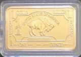 Gold layered: Bar States: 1 Troy oz 100 mills 999 gold