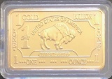 Gold Layered: 1 Bullion 100 Mills .999 Fine Gold 1 Troy Ounce