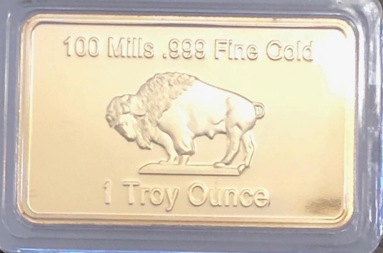 1 Bullion 100 Mills .999 Fine Gold 1 Troy Ounce" *As per bar*