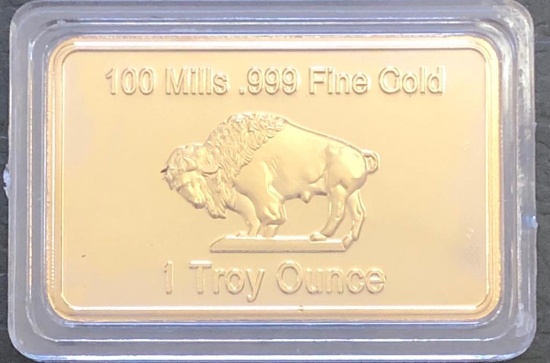 1 Bullion 100 Mills .999 Fine Gold 1 Troy Ounce" *As per bar*