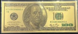 $100 Gold Foil Bill Not actual currency