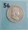 1952 D Ben Franklin silver half dollar