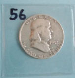 1952 D Ben Franklin silver half dollar