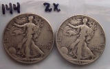 2 x money Walking Liberty halves