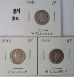 3 x money silver Liberty dimes