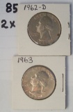 2 x money silver quarters