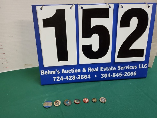 7 X'S BID ADVERTISING PINS- RITZ, STARRETT, & OTHERS