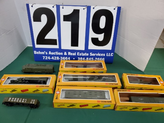 COX HO SCALE U.S. ARMY SPECIAL 8 PC. TRAIN SET- NO TRACK