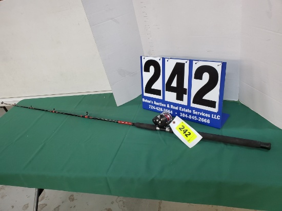 OCEAN CITY 922 REEL W/ SHAKES. STURDY STICK 1 PC.6' 6" MED HVY ROD