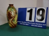 UNMARKED HAND PAINTED SQUIRREL VASE - 15