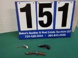 3 SMALL METAL TOY GUNS AS SEEN