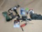 misc sportsmen lot. tools, gun rest, damaged weaver scope. deer calls.