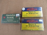 x3 vintage boxes of 25rem. approx 58rds. possible reloads