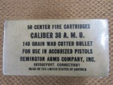 Vintage box of 38 A.M.U.  148gr wadcutter. remington.