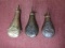 3 powder horns, all metal, 2 with canons and flags and 1 with