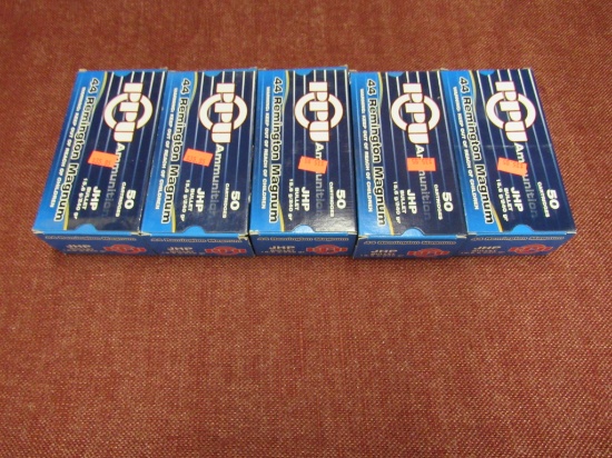 5 boxes of PPU 44 rem mag ammo, 240 gr