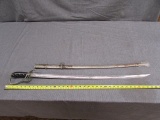 Sword with scabbard, nice markings by guard, 
