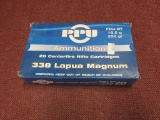 new box of PPU 338 Lupua magnum 250gr FMJ BT