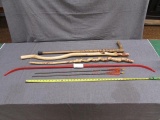 3 walking stick, youth bow, and 2 arrows.