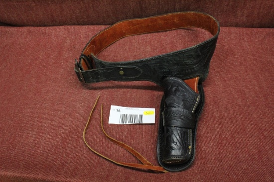 leather holster and belt.