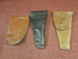 lot of 3 vintage holsters, one marked US