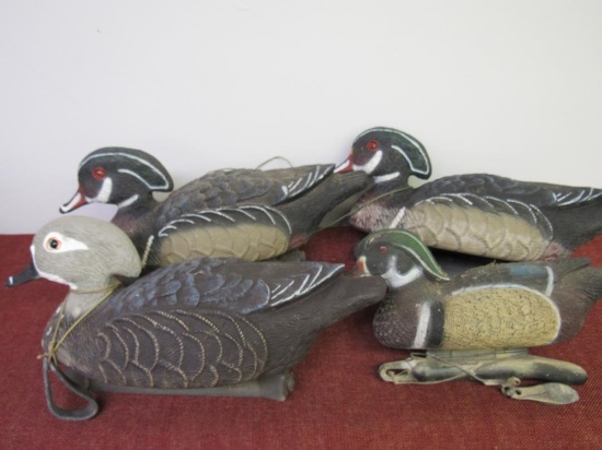 4 Wooden Decoy Ducks, previously used