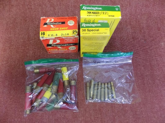 Misc Ammo Lot, 13 rds of 7mm Mauser, 4pcs of Brass