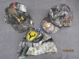 2 sportsman camo caps and a scent blocker hat