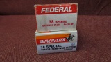 2 boxes of 38spl, 1- Federal 38spl reloads, 1- Winchester