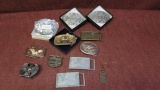 lot of 11 cast belt buckles, eagles and others.