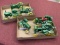 6 die cast John Deere toy tractors with metal wheels,