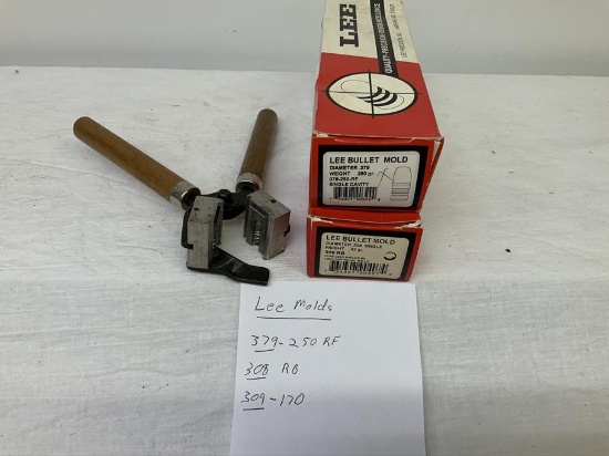 2 boxes of Lee bullet molds - 5 are in original boxes - in varies
