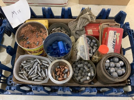 Bullet lot - random bullet dia. and round balls box and contents