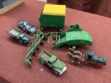 2 boxes of toys - 3 John Deere farm implements, Trinity Farms