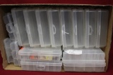 15 like new plastic storage bins, 4 large, 8 medium and