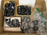 box lot of 2 pair of scope rings and a large lot of sling swivels
