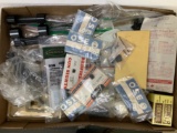 box lot of misc. items from drawers off bench - 6 scope rings/