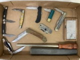 Knife Lot - 8 Knives, sharpening stones, Sabre, Imperial,