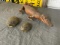 2 turtle shells and a baby gator - the gator has damage and